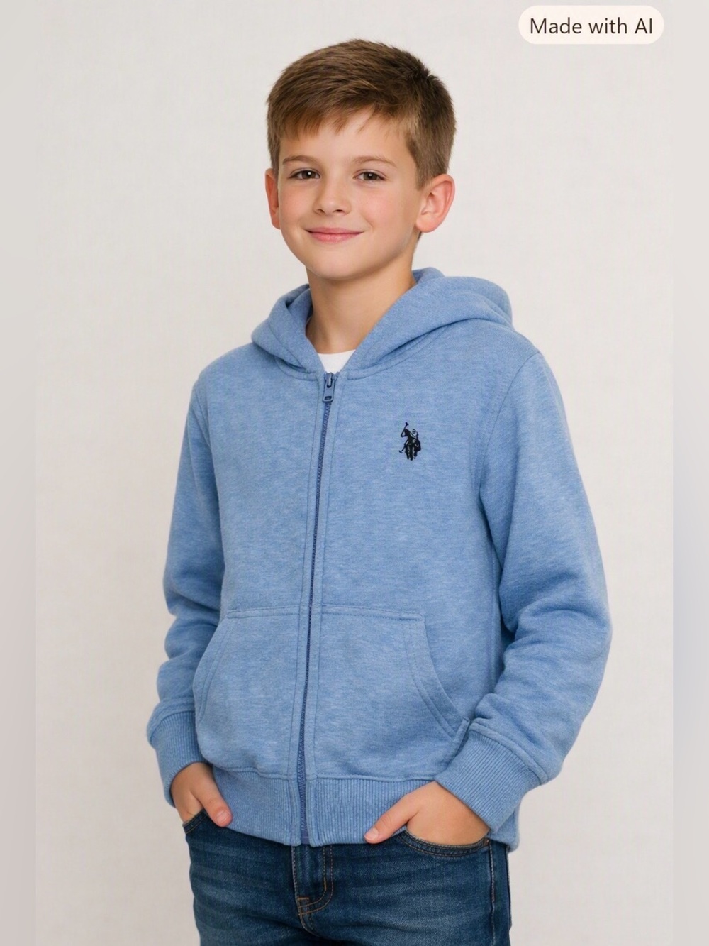 U.S. Polo Assn. Heather Blue Full-Zip Hoodie Sweater